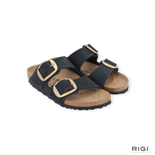 Birkenstock Arizona Big Buckle Nubuk zwart voor dames.