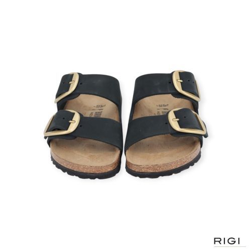 Birkenstock Arizona Big Buckle Nubuk zwart voor dames.