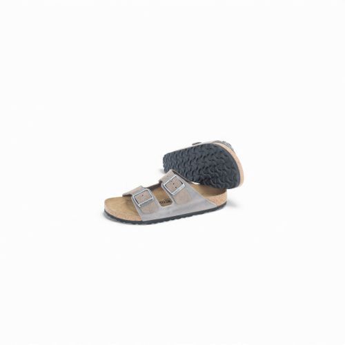 Birkenstock Arizone BS heren slipper in grijs suede/leer. Birkenstock Arizone BS heren slipper in grijs suede/leer.