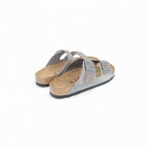 Birkenstock Arizone BS heren slipper in grijs suede/leer. Birkenstock Arizone BS heren slipper in grijs suede/leer.