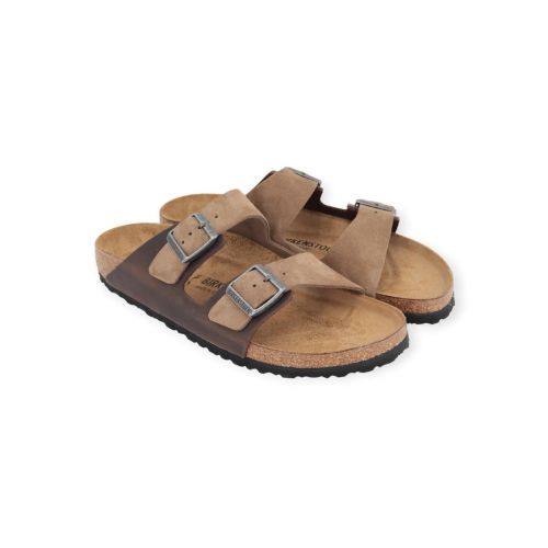 Birkenstock Arizone BS heren slipper in bruin suede/leer. Birkenstock Arizone BS heren slipper in bruin suede/leer.