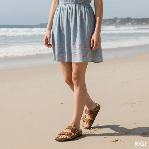 Birkenstock Arizona Rivet Border voor dames in cognac suede.