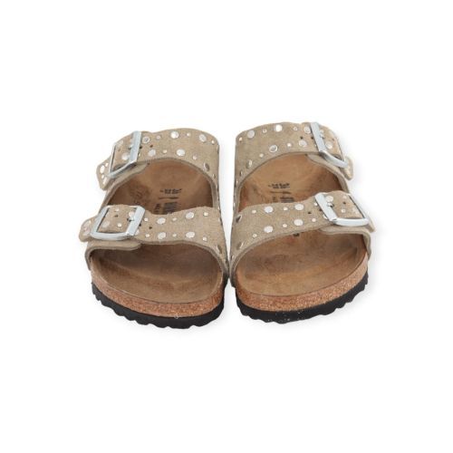 Birkenstock Arizona Rivet voor dames in taupe suede.