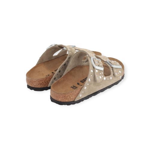 Birkenstock Arizona Rivet voor dames in taupe suede.