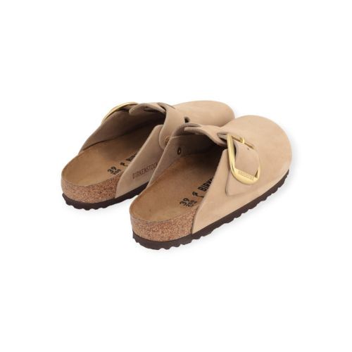 Birkenstock Boston Big Buckle dames slipper - muil in zand kleur (sandcastle) nubuck.