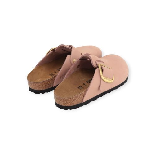 Birkenstock Boston Big Buckle dames slipper - muil in nude (soft pink) nubuck.