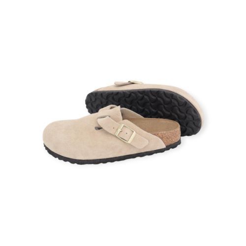 Birkenstock Boston BS Suede zand kleur voor dames.