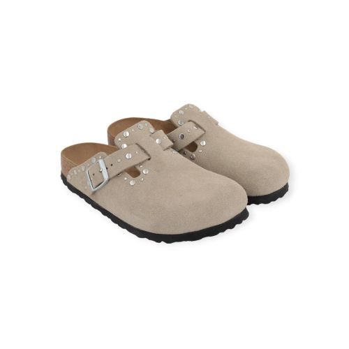 Birkenstock Boston Rivet dames slipper - muil in taupe suede.