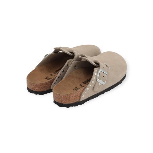 Birkenstock Boston Rivet dames slipper - muil in taupe suede.