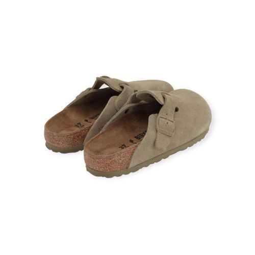 Birkenstock Boston unisex muil in kaki suede.
