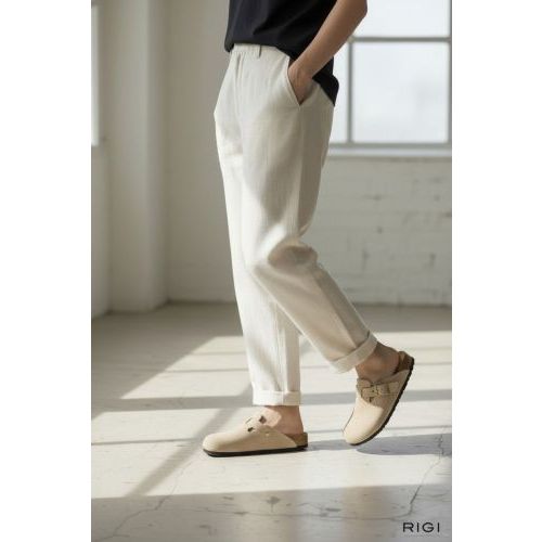 Birkenstock Boston BS slipper, muil voor dames en heren in zand suède. 