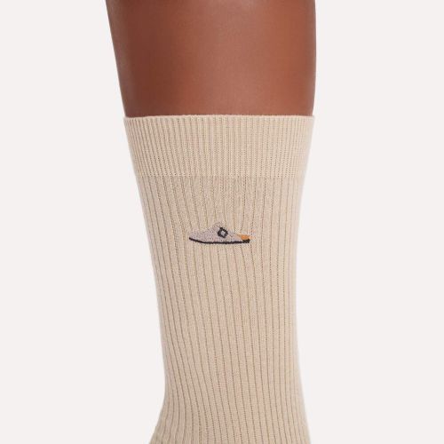 Birkenstock Cotton Ribbed socks voor dames en heren in beige. Birkenstock Cotton Ribbed socks voor dames en heren in beige.