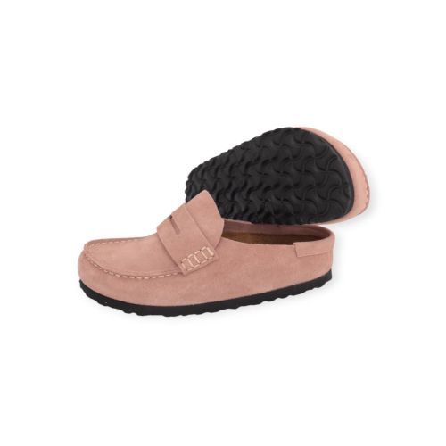 Birkenstock Naples Wrapped in roze suède voor dames. Birkenstock Naples Wrapped in roze suède voor dames.