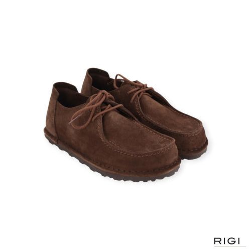 Birkenstock Utti Lace veterschoen in donkerbruin suède voor dames en heren.
