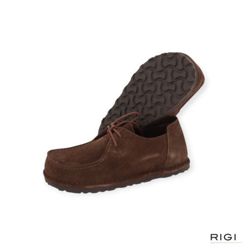 Birkenstock Utti Lace veterschoen in donkerbruin suède voor dames en heren.