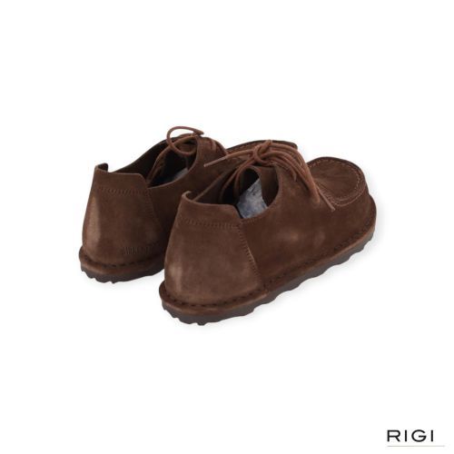 Birkenstock Utti Lace veterschoen in donkerbruin suède voor dames en heren.