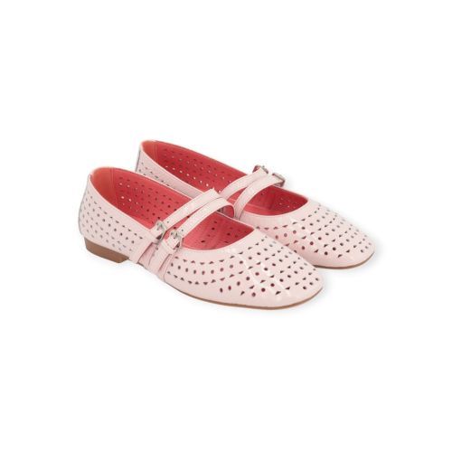 BlackRose Naples ballerina in roze geperforeerd lakleer. 