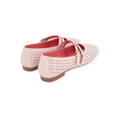 BlackRose Naples ballerina in roze geperforeerd lakleer. 