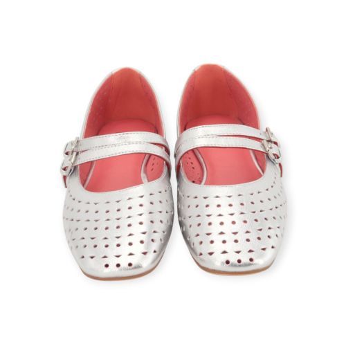 BlackRose Naples ballerina in zilver geperforeerd leer. 