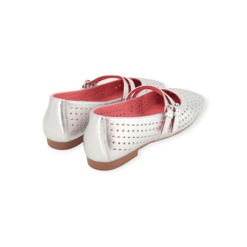 BlackRose Naples ballerina in zilver geperforeerd leer. 