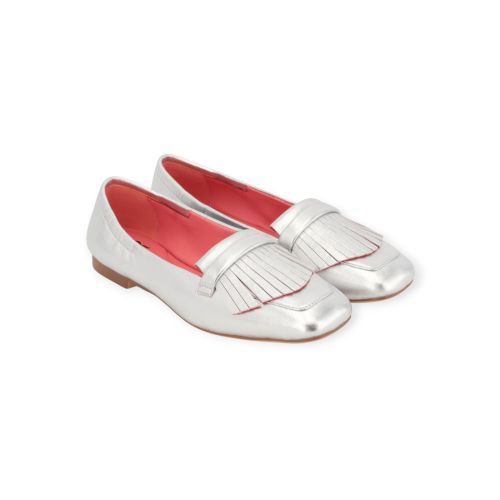 BlackRose Romeo mocassin in zilver shining leer voor dames. 