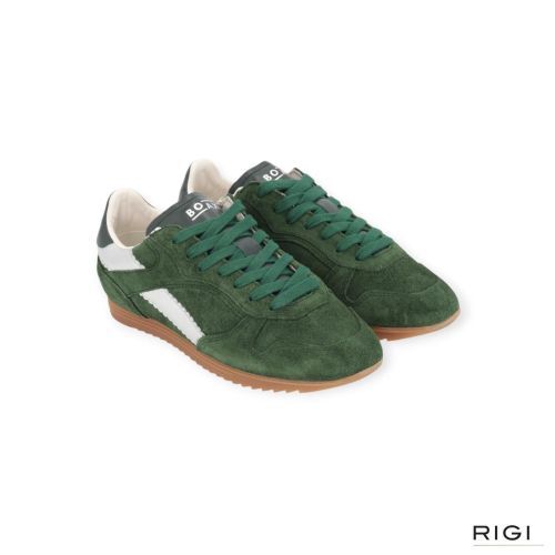 Sneaker Track van Boax in groen suède met zilver shining leer voor dames. Sneaker Track van Boax in groen suède met zilver shining leer voor dames.