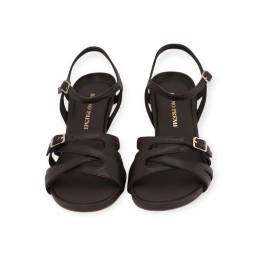 Bruno Premi dames sandaal in bruin leer op hak. 