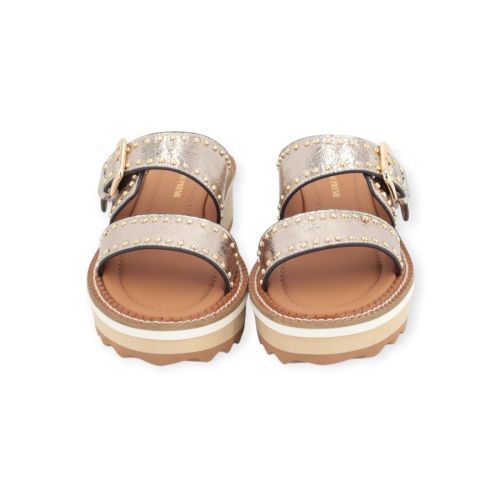 Bruno Premi slipper in goud craquelé leer met studs voor dames. 