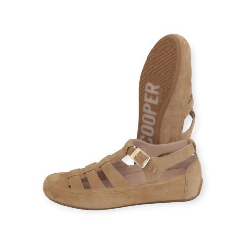 Candice Cooper Rock T-Bar dames sneaker in beige suede.