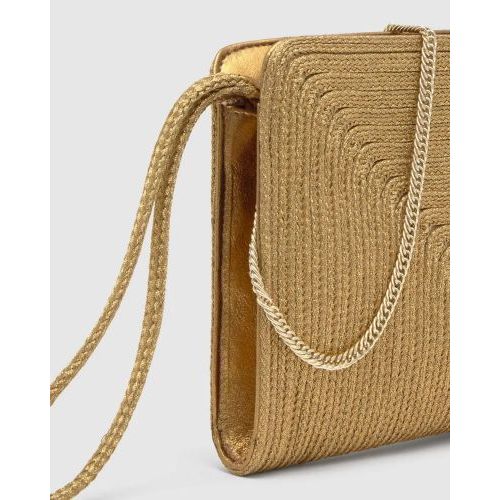 Castaner Bali Clutch voor dames in raffia goud Castaner Bali Clutch voor dames in raffia goud