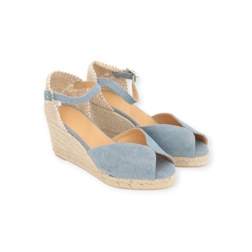 Castaner Bianca espadrille sandaal dames sleehak in lichtblauw naturel.
