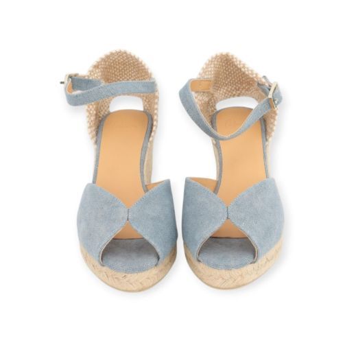 Castaner Bianca espadrille sandaal dames sleehak in lichtblauw naturel.