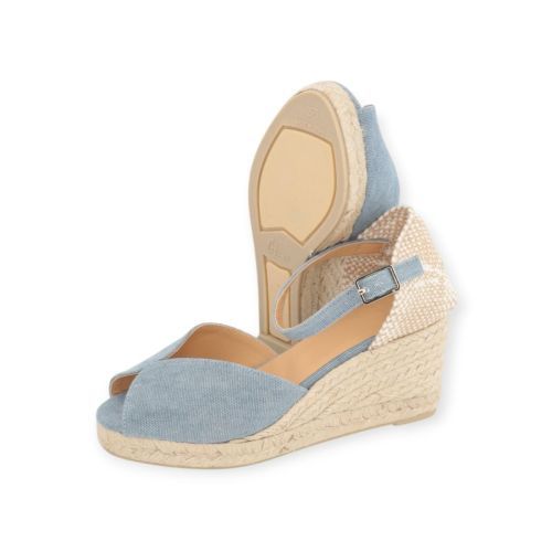 Castaner Bianca espadrille sandaal dames sleehak in lichtblauw naturel.
