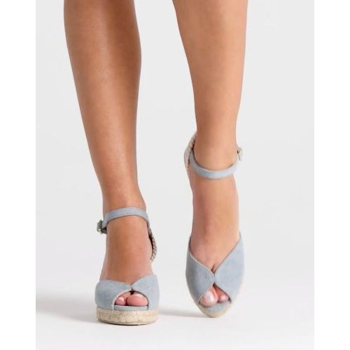Castaner Bianca espadrille sandaal dames sleehak in lichtblauw naturel.