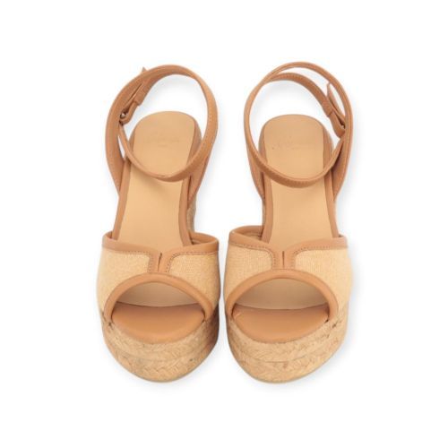 Castaner Brigitte espadrille sandaal dames sleehak in cognac naturel.