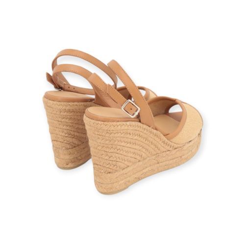 Castaner Brigitte espadrille sandaal dames sleehak in cognac naturel.