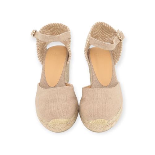 Castaner Carol espadrille dames sleehak in zand kleur. 