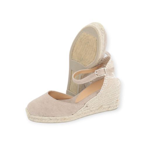 Castaner Carol espadrille dames sleehak in zand kleur. 