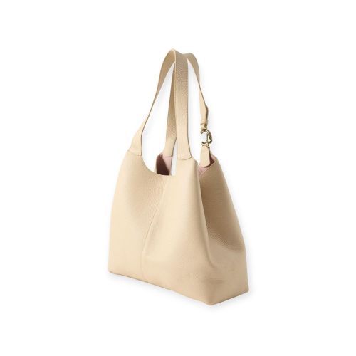 Coccinelle C-Easy Large hand-en schoudertas in beige leer voor dames. 