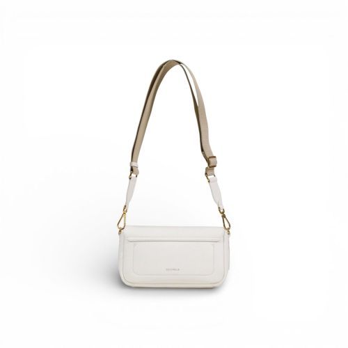 Coccinelle C-Me Lock medium hand-en schoudertas in offwit leer voor dames.