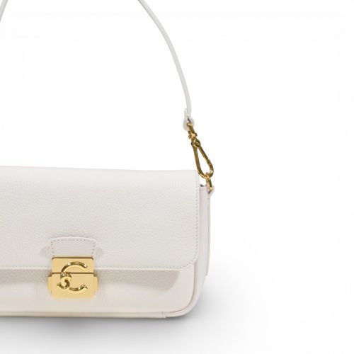 Coccinelle C-Me Lock medium hand-en schoudertas in offwit leer voor dames.