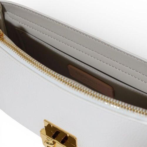 Coccinelle C-Me Lock medium hand-en schoudertas in offwit leer voor dames.