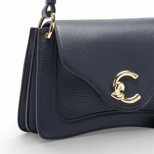 Coccinelle C-Me Small hand- en schoudertas in blauw leer voor dames.