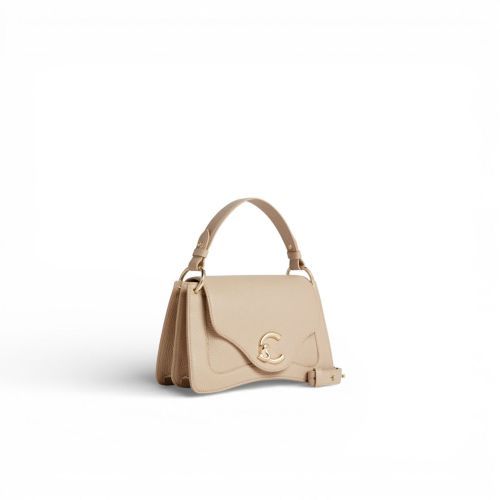 Coccinelle C-Me Small hand- en schoudertas in beige leer voor dames.