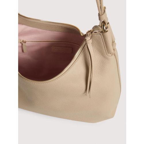 Hand-en schoudertas Coccinelle Rebekka voor dames in beige sandshell leer. 