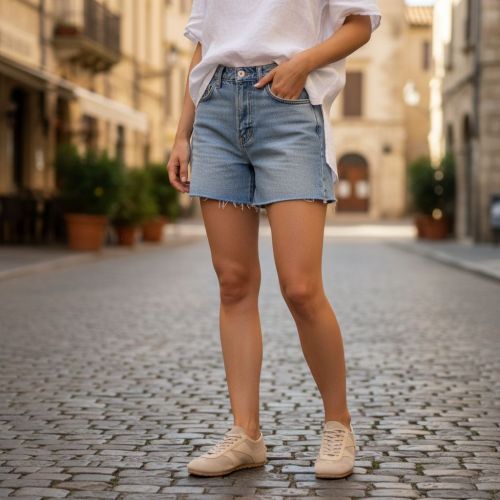 Copenhagen, CPH717 sneaker in zand suède voor dames. 