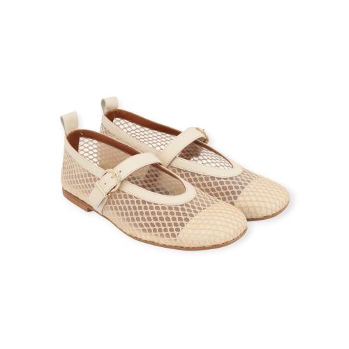 CTWLK - Catwalk claudia dames ballerina in het off wit mesh leer.