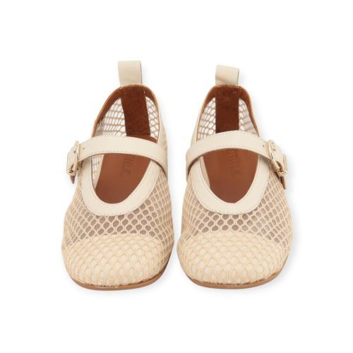 CTWLK - Catwalk claudia dames ballerina in het off wit mesh leer.