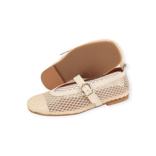 CTWLK - Catwalk claudia dames ballerina in het off wit mesh leer.