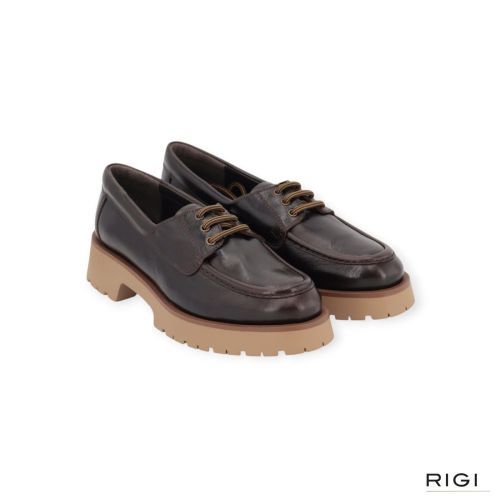 CTWLK, Catwalk Earth veterschoen in bruin leer voor dames. CTWLK, Catwalk Earth veterschoen in bruin leer voor dames.